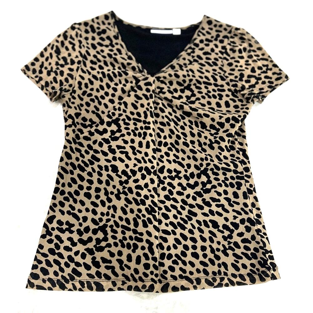 Vintage 1980s Croft & Barrow Leopard Print Career Top – Size Small